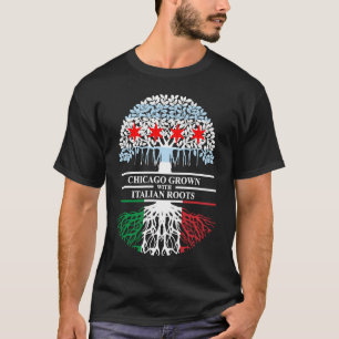 Cikagoan Grown Italy Roots Chicago Flagga Italien T Shirt