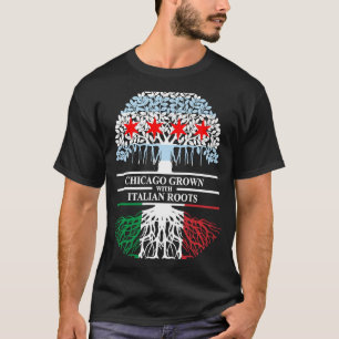 Cikagoan Grown Italy Roots Chicago Flagga Italien T Shirt