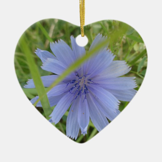 Cikoriablått Lila Blommans Blommigt Julgransprydnad Keramik (Framsidan)