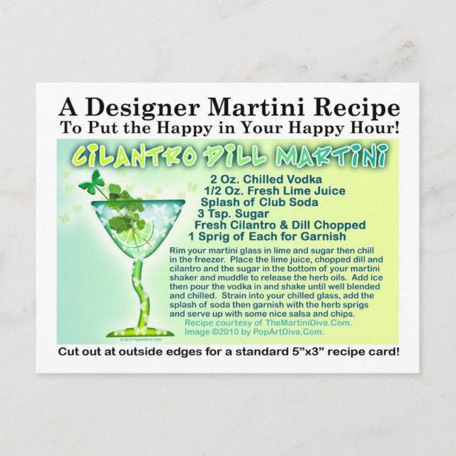 Cilantro Dill Martini Recipe-vykort Vykort (Framsida)