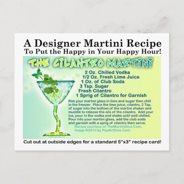 Cilantro Martini Recipe-vykort Vykort (Framsida)