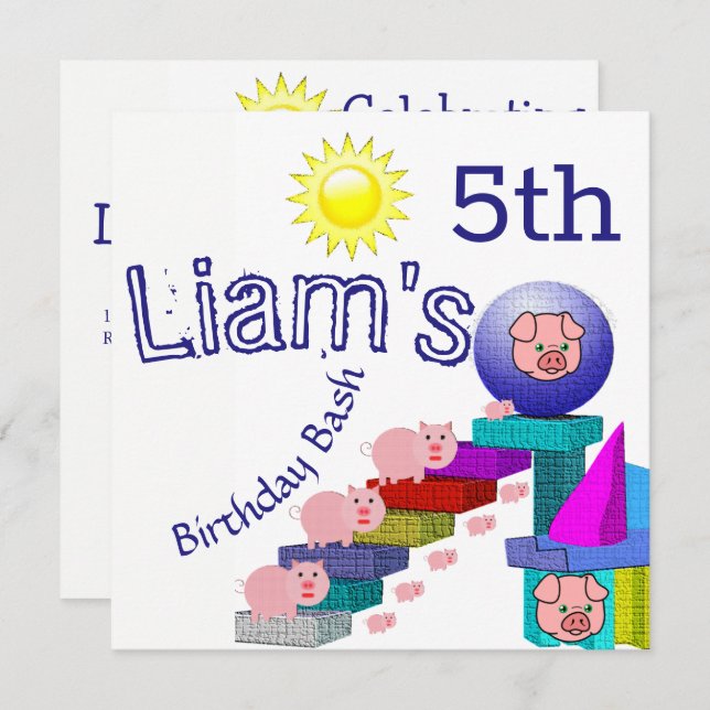 Cildrens Brthday Ivitations-kort Inbjudningar (Fram/baksida)