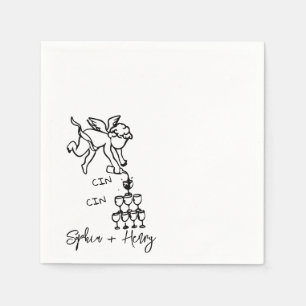 Cin Cin Cherub Hand plockade Cupid Icon Bröllop Pappersservett