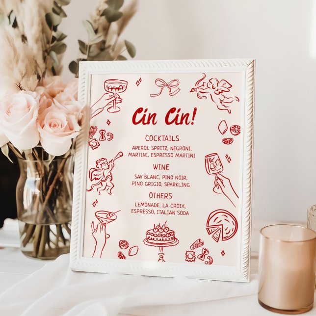 Cin Cin Cin! Red Italiana Pub Menu Poster (Skapare uppladdad)