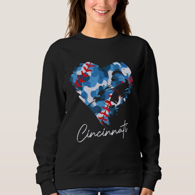 Cincinnati Baseball Heart Camo Graphic Baseball Fa T Shirt (Framsida)