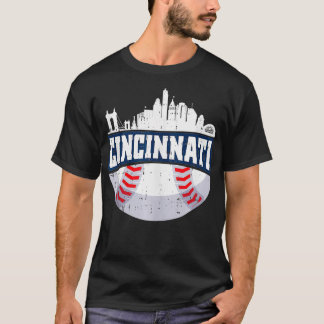 Cincinnati Baseball Skyline Ohio Baseball Player G T Shirt