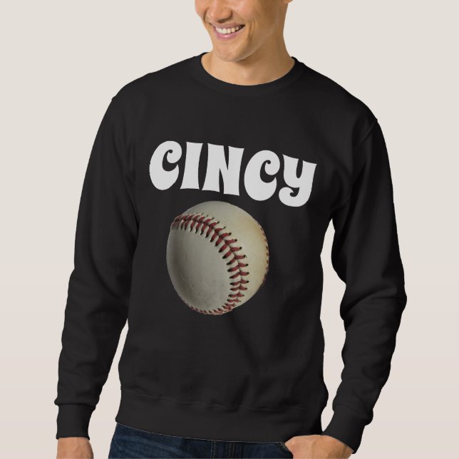 Cincinnati Baseball T-shirts herr Tröja Lång Ärmad Tröja (Framsida)
