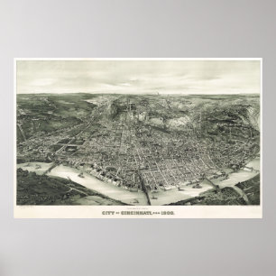 Cincinnati birdseye karta - 1900 (Henderson) BigMa Poster