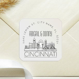 Cincinnati Bröllop Förpackad kuvertförsegling Fyrkantigt Klistermärke