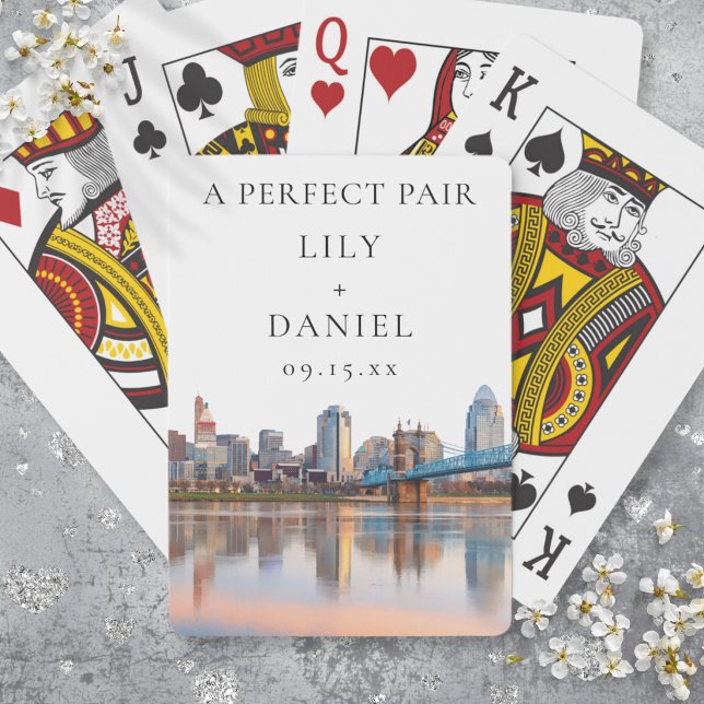 Cincinnati bröllop perfekt par gåva casinokort (Cincinnati Wedding Perfect Pair Favor Poker Cards)