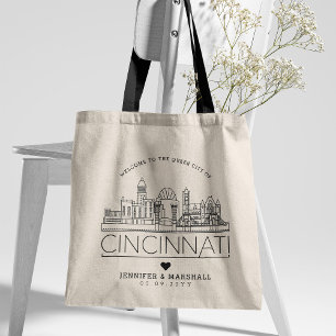 Cincinnati Bröllop Styliserad Skyline Tygkasse