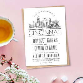 Cincinnati Bröllop Stylized Skyline-inbjudan Inbjudningar