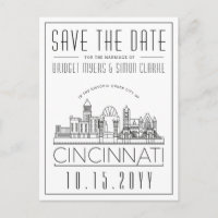 Cincinnati Bröllop Stylized Skyline Spara datum