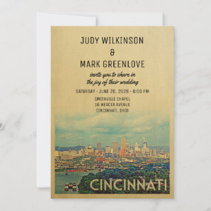 Cincinnati-bröllopsinbjudan Vintage i mitten av år Inbjudningar
