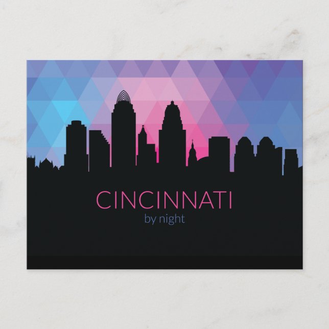 Cincinnati by night Postcard by NightWolfDezigns Vykort (Framsida)