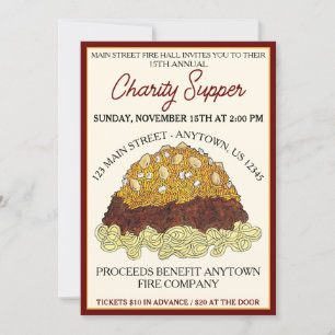 Cincinnati Chili Ohio OH Food Spaghetti Supper Inbjudningar