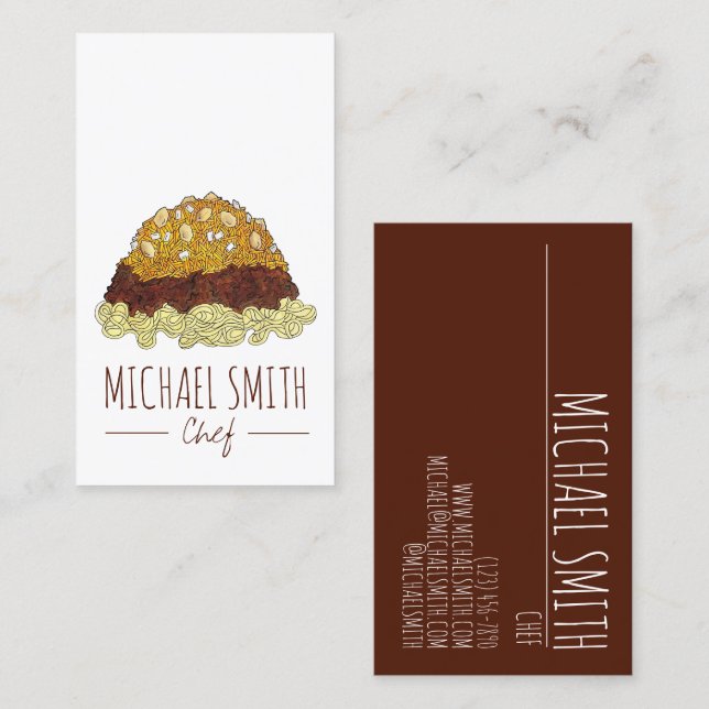 Cincinnati Chili Ohio OH Spaghetti Chili Food Visitkort (Fram/baksida)