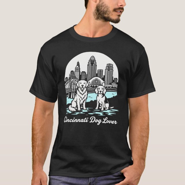 Cincinnati City Ohio Dog Lover T Shirt (Framsida)