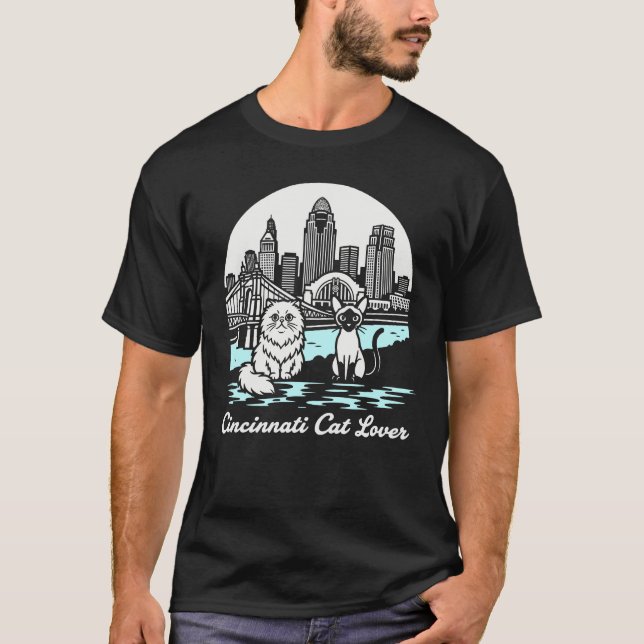 Cincinnati City Ohio Kattälskare T Shirt (Framsida)