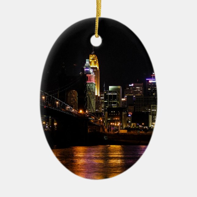 Cincinnati Cityscape Julgransprydnad Keramik (Framsidan)
