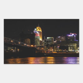 Cincinnati Cityscape Rektangulärt Klistermärke