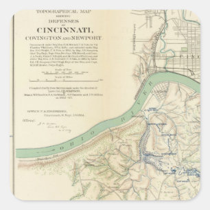 Cincinnati, Covington, Newport Fyrkantigt Klistermärke