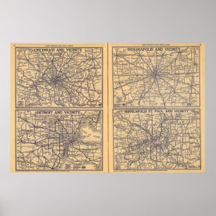 Cincinnati Detroit, Indianapolis Poster