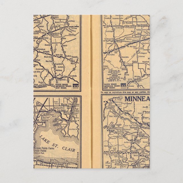 Cincinnati, Detroit, Indianapolis Vykort (Framsida)