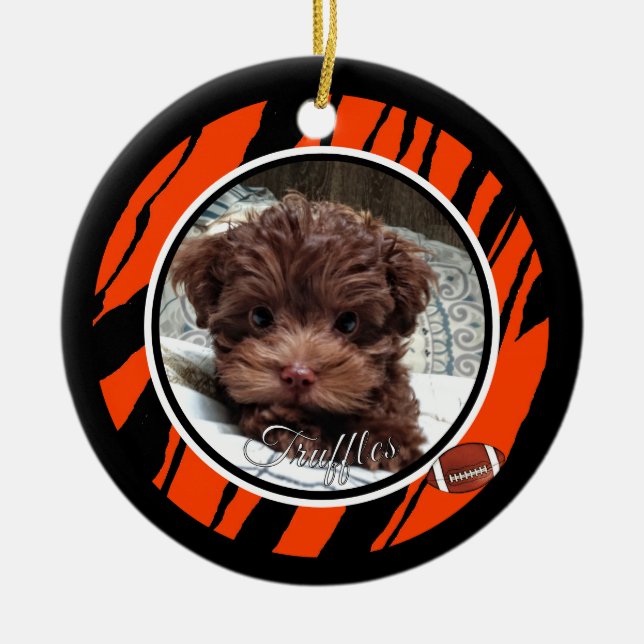 Cincinnati Dog Fan  Customizable Julgransprydnad Keramik (Framsidan)