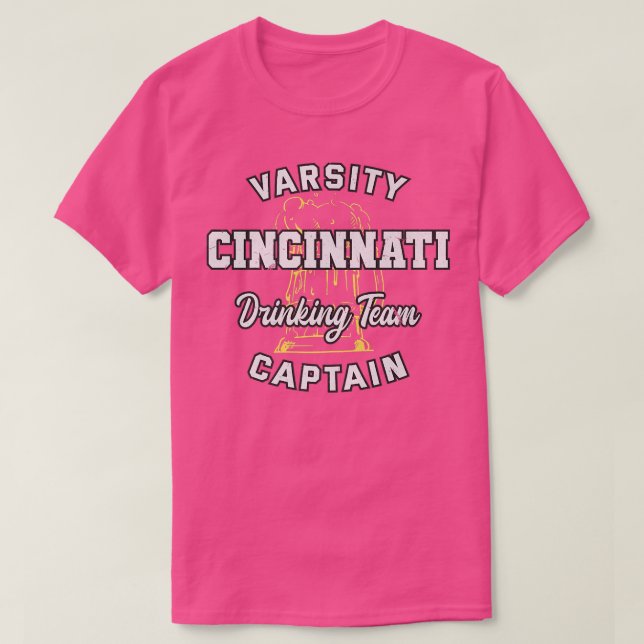 Cincinnati Drinking Team Kapten Ohio Beer Älskare  T Shirt (Design framsida)