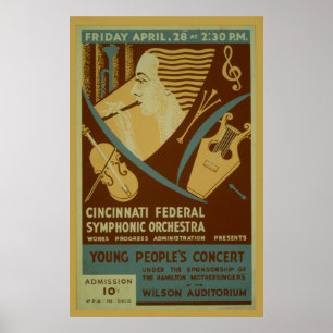 Cincinnati federal Symphonic orkestervintage Poster