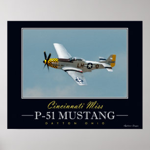 Cincinnati Fröcken P-51 Mustangaffisch Poster