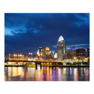 Cincinnati horisont på natten fototryck