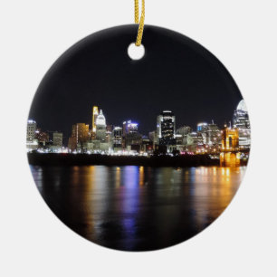 Cincinnati horisont på natten julgransprydnad keramik
