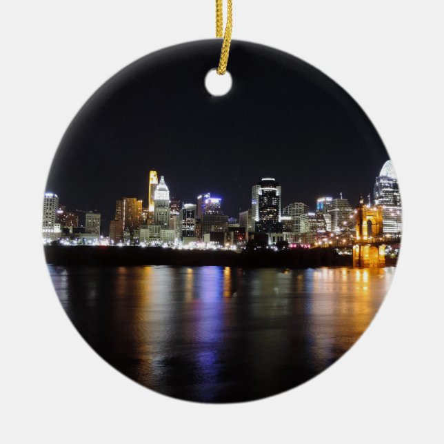 Cincinnati horisont på natten julgransprydnad keramik (Framsidan)