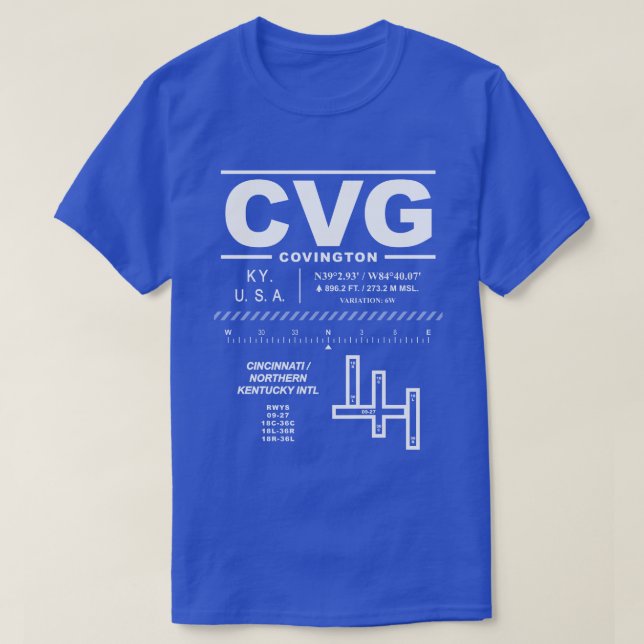 Cincinnati Inte heller. Kentucky Int'l Airport CVG T Shirt (Design framsida)