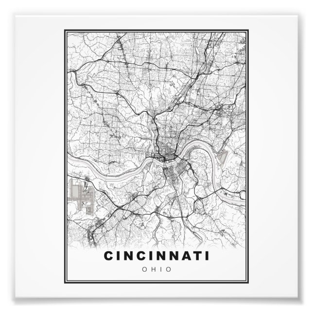 Cincinnati Karta Fototryck (Framsidan)