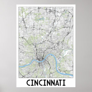 Cincinnati karta poster