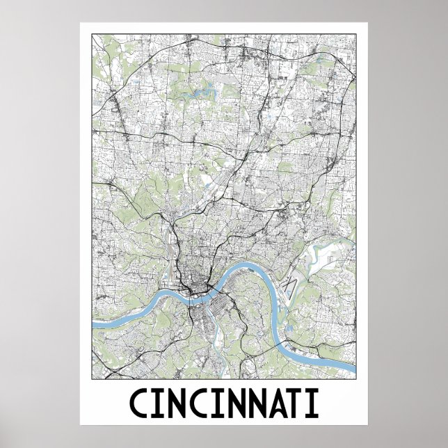 Cincinnati karta poster (Framsidan)