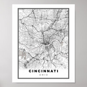 Cincinnati Karta Poster
