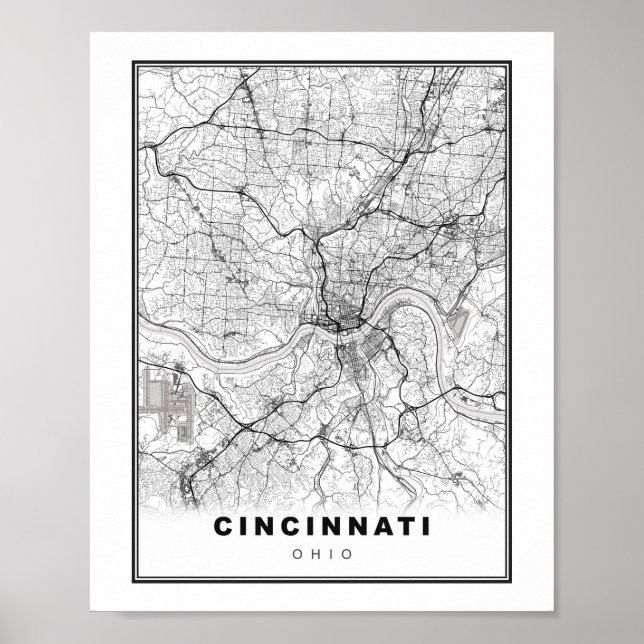 Cincinnati Karta Poster (Framsidan)