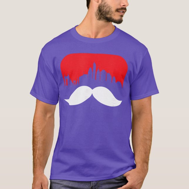 Cincinnati Moustache Red Cincinnati Skyline Redleg T Shirt (Framsida)