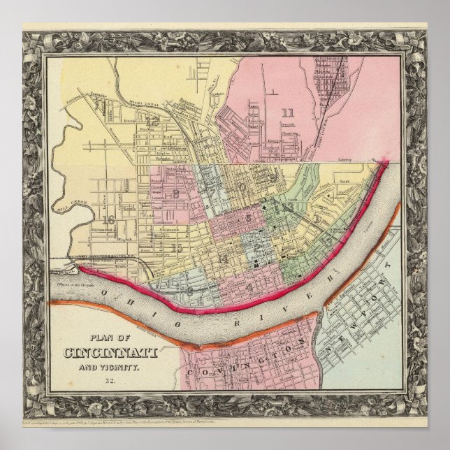 Cincinnati- och närhetsplan poster (Framsidan)