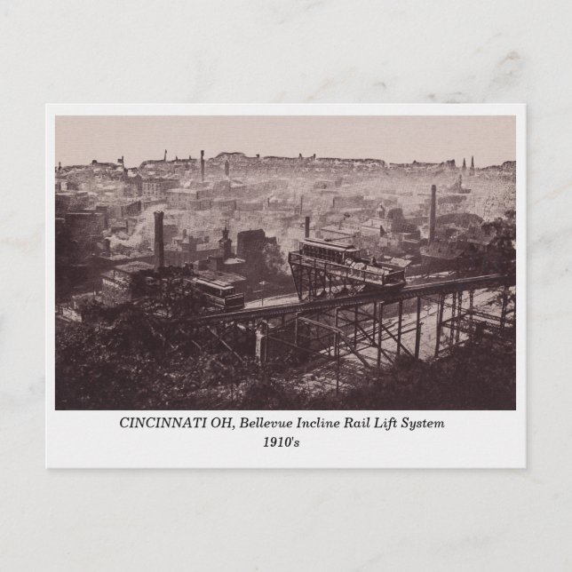 Cincinnati OH, Rail Hiss System, gammalt vykort (Framsida)