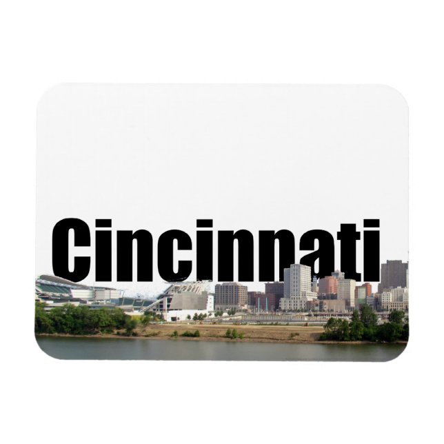 Cincinnati OH Skyline w/ Cincinnati i Himlar Magnet (Horisontell)