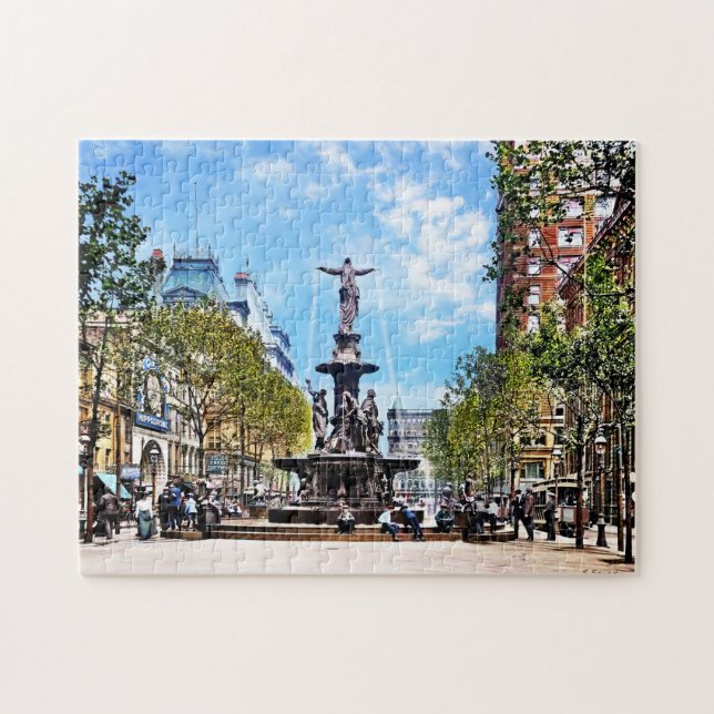 Cincinnati OH - Tyler-Davidson Fountain c1906 Pussel (Horisontell)