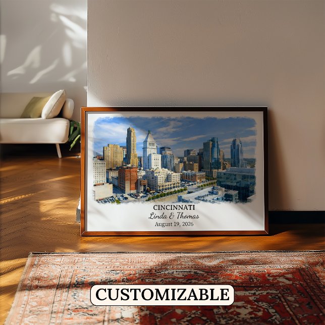 Cincinnati Ohio Affisch, Akvarell, Anpassad Poster (Skapare uppladdad)