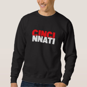 Cincinnati Ohio, Cincy City White Red Graphic Lång Ärmad Tröja