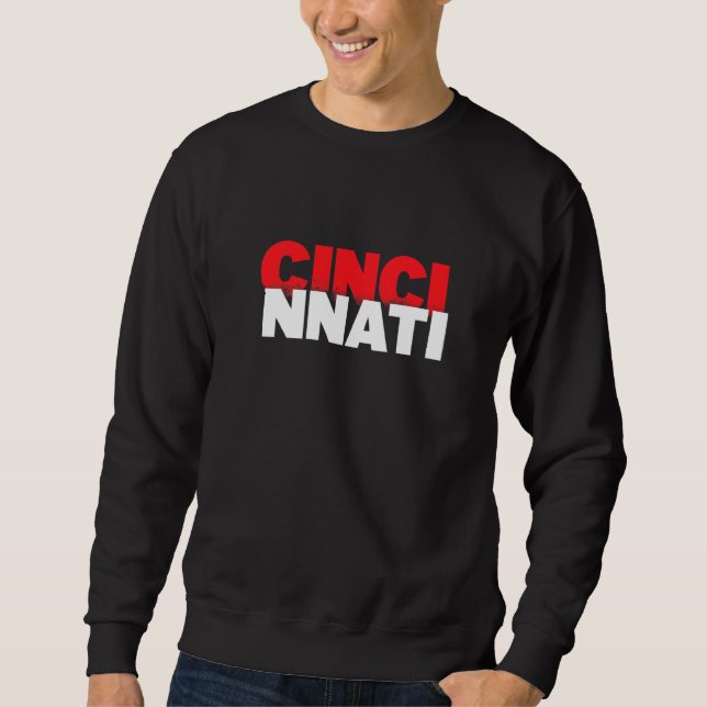 Cincinnati Ohio, Cincy City White Red Graphic Lång Ärmad Tröja (Framsida)