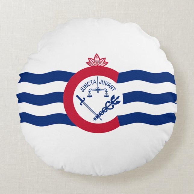 Cincinnati (Ohio) City flagga Rund Kudde (Framsidan)